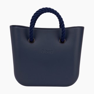 O bag Mini Темно-синя з короткими ручками-канатами