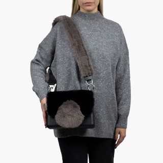 O bag glam Чорна, ремінець