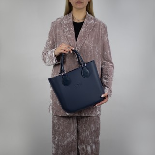 O bag Mini Темно-синя з короткими ручками tubular