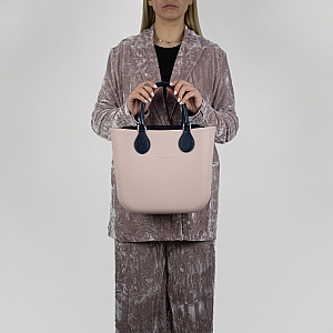 Жіноча сумка O bag mini | корпус рожевий дим, підкладка текстиль, короткі ручки tubular