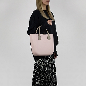 Жіноча сумка O bag mini | корпус рожевий дим, підкладка текстиль, короткі ручки