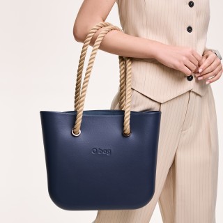 O bag Mini Темно-синя з довгими ручками-канатами