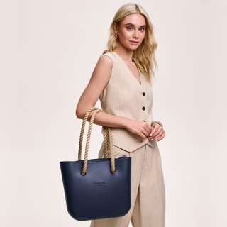 O bag Mini Темно-синя з довгими ручками-канатами