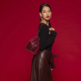 O bag Pom Pon нейлон Бордо