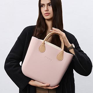 Жіноча сумка O bag mini | корпус рожевий дим, підкладка текстиль, короткі ручки