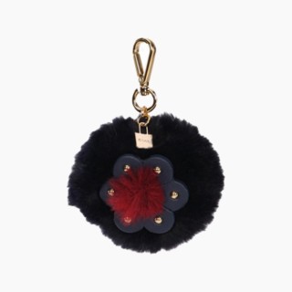 Підвіска пом-пон + квітка Темно-синя
