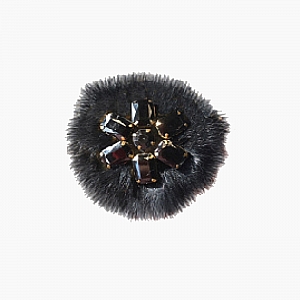 Декоративна брошка "квітка" з кристалами Чорний