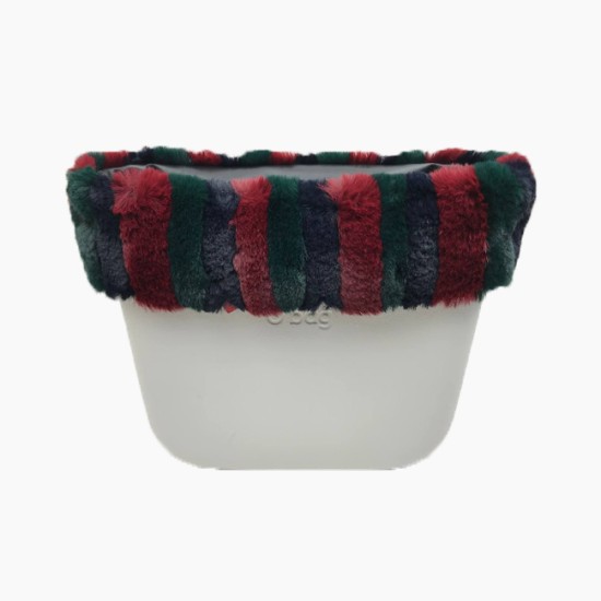 Манжет O bag classic кролик триколор Темно-синій / Зелений ліс / Бордо