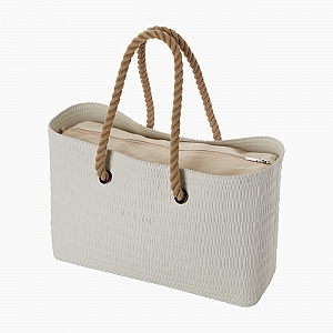 Жіноча сумка O bag beach | корпус лате, підкладка текстиль, короткі ручки-канати