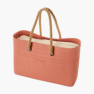 Жіноча сумка O bag beach | корпус лосось, підкладка текстиль, короткі ручки-канати