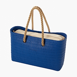 Жіноча сумка O bag beach | корпус сапфір, підкладка текстиль, короткі ручки-канати