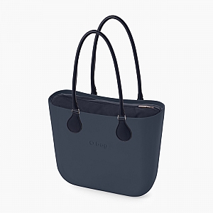 Жіноча сумка O bag classic | корпус темно-синій, підкладка текстиль, довгі ручки tubular