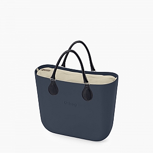 Жіноча сумка O bag classic | корпус темно-синій, підкладка текстиль, короткі ручки tubular