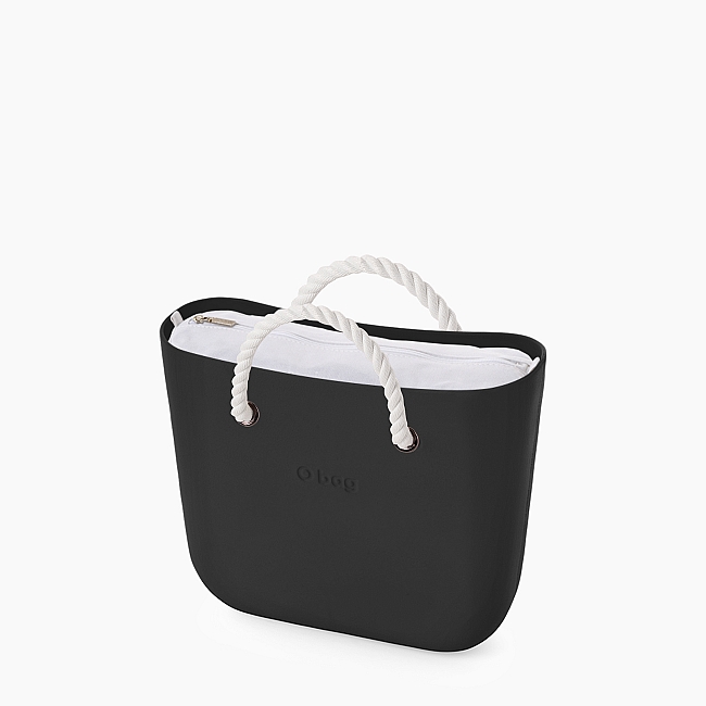 Жіноча сумка O bag classic | корпус чорний, підкладка текстиль, короткі ручки-канати OBAGB001EVS00055-OBAGS001TES01008-HLESGC00ROS00008