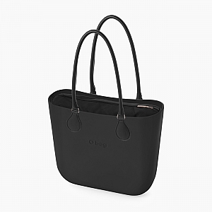 Жіноча сумка O bag classic | корпус чорний, підкладка текстиль, довгі ручки tubular
