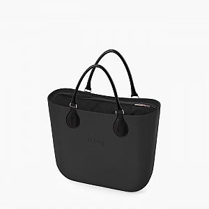 Жіноча сумка O bag classic | корпус чорний, підкладка текстиль, короткі ручки tubular