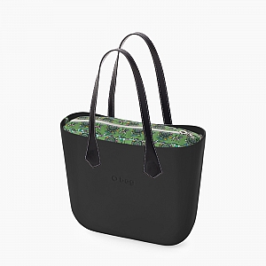 Жіноча сумка O bag classic | корпус чорний, підкладка лунапарк, довгі плоскі ручки