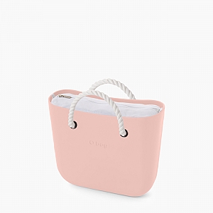Жіноча сумка O bag classic | корпус рожевий дим, підкладка текстиль, короткі ручки-канати