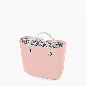 Жіноча сумка O bag classic | корпус рожевий дим, підкладка лунапарк, короткі ручки-канати