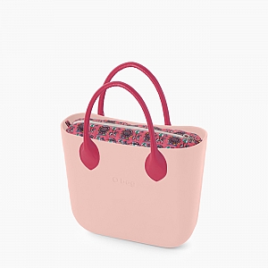 Жіноча сумка O bag classic | корпус рожевий дим, підкладка лунапарк, довгі ручки крапля
