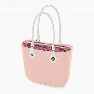 Жіноча сумка O bag classic | корпус рожевий дим, підкладка лунапарк, довгі ручки tubular з кільцем