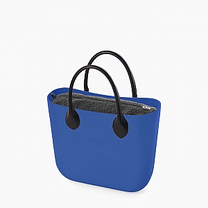 Жіноча сумка O bag classic | корпус сапфір, підкладка кучерява вовна, короткі ручки крапля