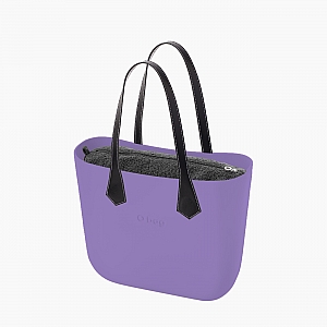 Жіноча сумка O bag classic | корпус аметист, підкладка кучерява вовна, довгі ручки плоскі