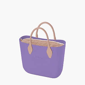 Жіноча сумка O bag classic | корпус аметист, підкладка кучерява вовна, короткі ручки ромб