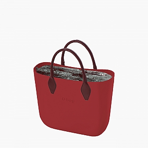 Жіноча сумка O bag classic | корпус багряно-червоний, підкладка металік, короткі ручки ромб