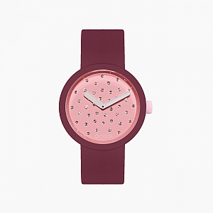 O clock | ремінець пурпурний, циферблат Crystal пудра