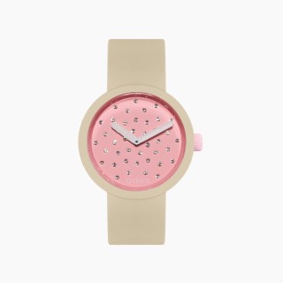 O clock | ремінець бежевий, циферблат Crystal пудра