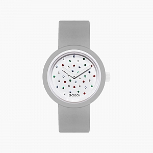 O clock | ремінець світло-сірий, циферблат Crystal білий
