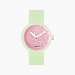O clock | ремінець білий налив, циферблат Glimmer рожевий крем