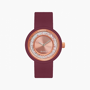 O clock | ремінець пурпурный, циферблат Shiny Crystals персиковий мус