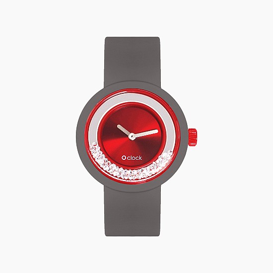 O clock | ремінець графіт, циферблат Shiny Crystals червоний O clock | ремінець графіт, циферблат Shiny Crystals червоний