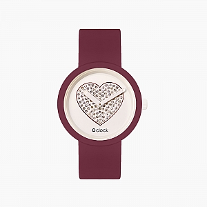 O clock | ремінець пурпурний, циферблат Sparkling Heart білий
