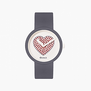 O clock | ремінець графіт, циферблат Sparkling Heart червоний
