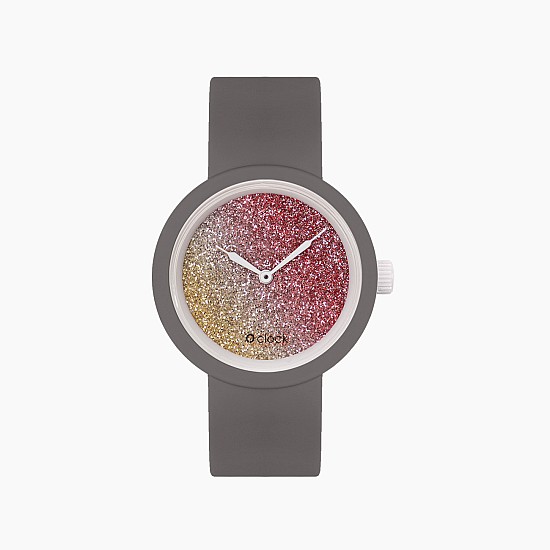 O clock | ремінець графіт, циферблат Glitter Bicolor Цедра / Корал O clock | ремінець графіт, циферблат Glitter Bicolor Цедра / Корал