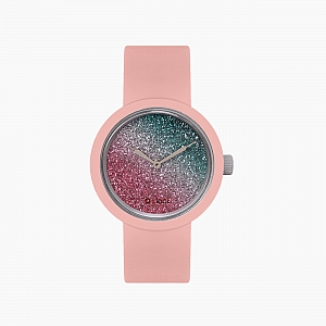 O clock | ремінець пудра, циферблат Glitter Bicolor амарант / петрол