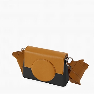 Жіноча сумка O bag glam | корпус чорний, фліп коло, ремінець наппа 