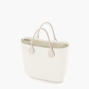 Жіноча сумка O bag classic | корпус латте, підкладка текстиль, короткі ручки tubular