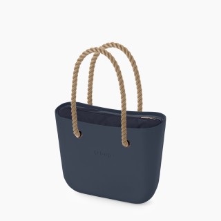 O bag Mini Темно-синя з довгими ручками-канатами