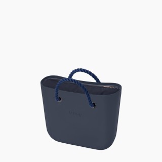 O bag Mini Темно-синя з короткими ручками-канатами