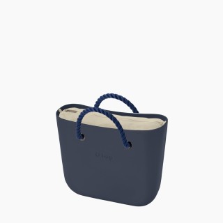 O bag Mini Темно-синя з короткими ручками-канатами