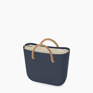 O bag Mini Темно-синя з короткими ручками-канатами