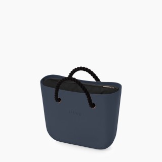 O bag Mini Темно-синя з короткими ручками-канатами