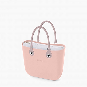 Жіноча сумка O bag mini | корпус розовий дим, підкладка текстиль, короткі ручки tubular з кільцем