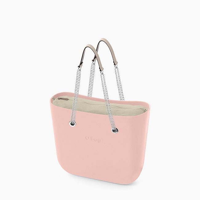 Жіноча сумка O bag mini | корпус рожевий дим, підкладка текстиль, довгі ручки-ланцюжки