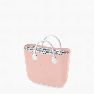 Жіноча сумка O bag mini | корпус рожевий дим, підкладка лунапарк, короткі ручки