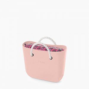 Жіноча сумка O bag mini | корпус рожевий дим, підкладка лунапарк, короткі ручки-канати